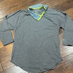 Jason Wu Charcoal Long Sleeve Shirt with Striped Collar‎